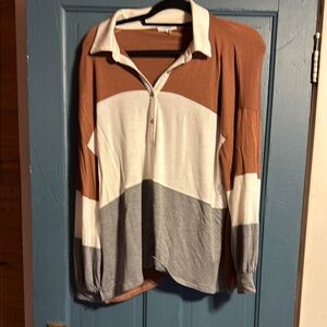 Maurices Brown and Cream Polo Shirt